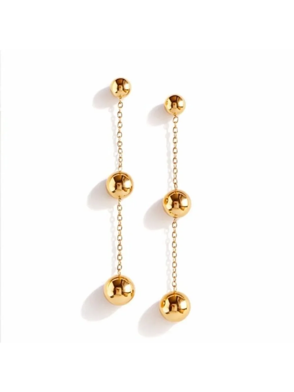 New! Gold Ball Drop Earrings (3048) NWOT